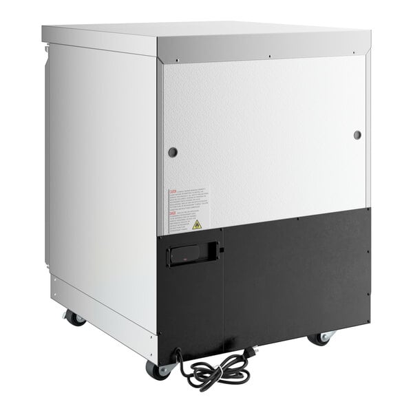 A compact, WiFi-enabled undercounter refrigerator with a front-breathing design and caster wheels.