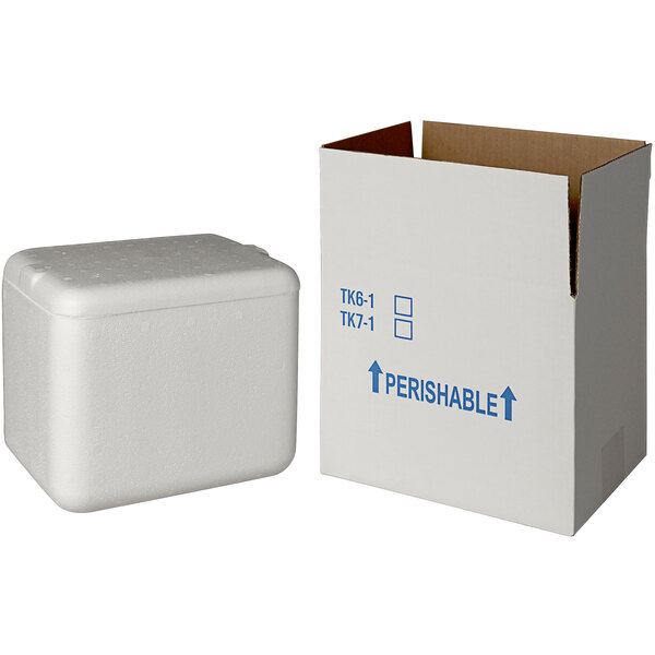 Insulated Shipping Box with Foam Cooler 7 3/4" x 5 7/8" x 6" 1 1/2" Thick 80/Pallet