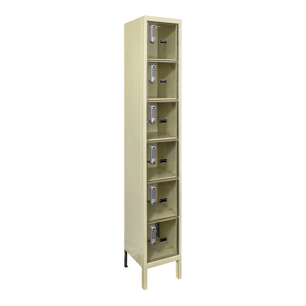 Hallowell DigiTech SafetyView 12" x 18" x 78" Tan Single 6Tier Box Locker
