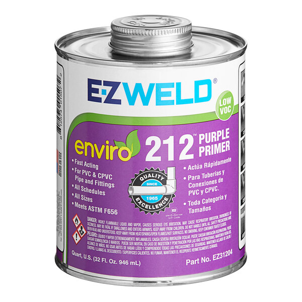 A 32 oz. can of E-Z Weld purple PVC primer.