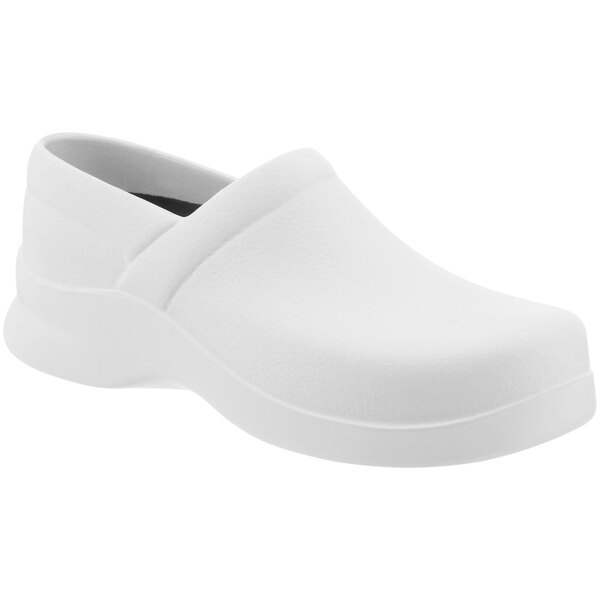 A white Klogs Boca women's shoe with a black sole.