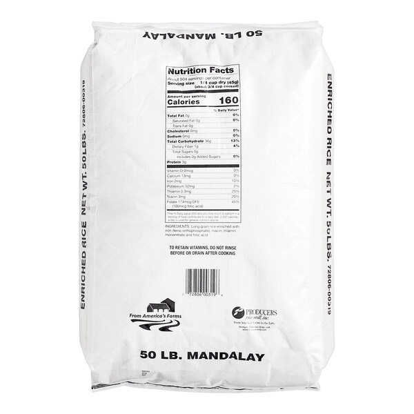 Mandalay White Long Grain Rice 50 lb.