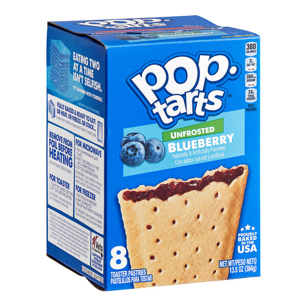 PopTarts Unfrosted Blueberry Toaster Pastry 2Pack 48/Case
