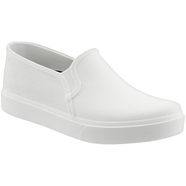 A white Klogs slip on shoe with a white sole.