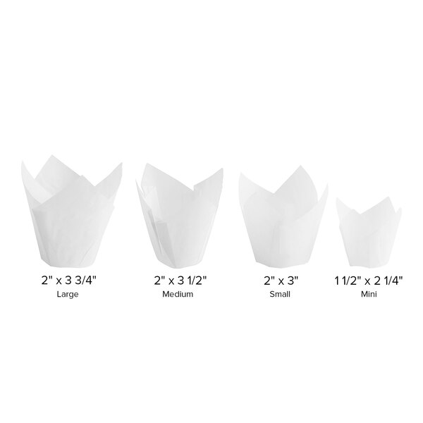 Baker's Mark White Large Tulip Baking Cup 2" x 3 3/4" 100/Pack