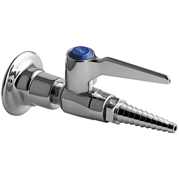 A Chicago Faucets wall-mounted single valve with wall flange and chrome finish.
