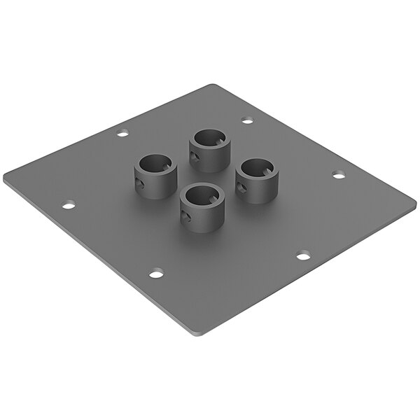 A grey square Metro base plate with holes.