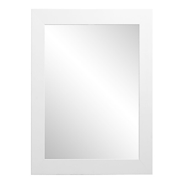 A white rectangular mirror with a white frame.