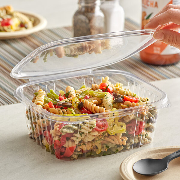 Stalk Market Rectangular Clear PLA Hinged Deli Container 32 oz. 200/Case