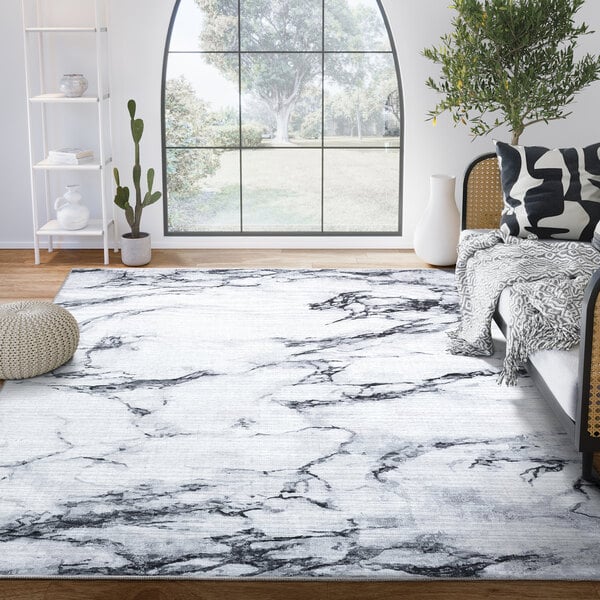 Abani Parker Collection Cream / Gray Contemporary Marble Area Rug