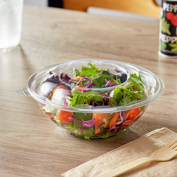 Choice 24 oz. Clear Plastic Salad Bowl with Lid 50/Pack