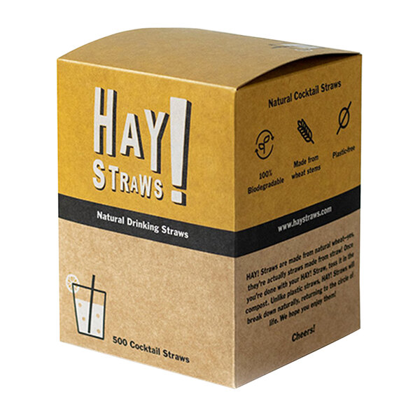 HAY! Straws 5" Natural Wheat Compostable Cocktail Straws 3000/Case