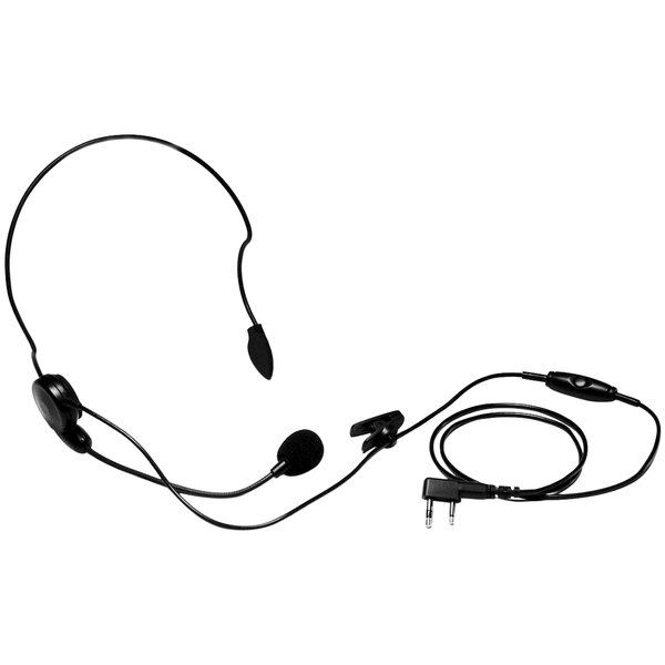 A Kenwood behind-the-head headset with a black flexible microphone.