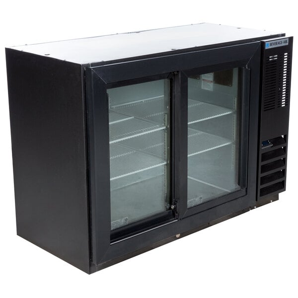 Beverage-Air BB48HC-1-GS-B 48" Black Underbar Height Sliding Glass Door Back Bar Refrigerator