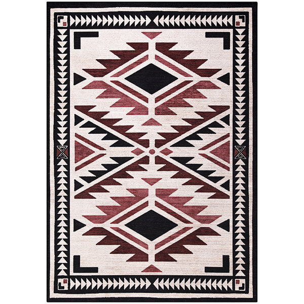 An Abani Molana Collection Southwestern area rug with a beige and red diamond pattern.