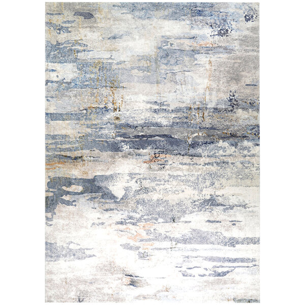 A Couristan Dreamscape Horizon runner rug with a blue and grey abstract design.