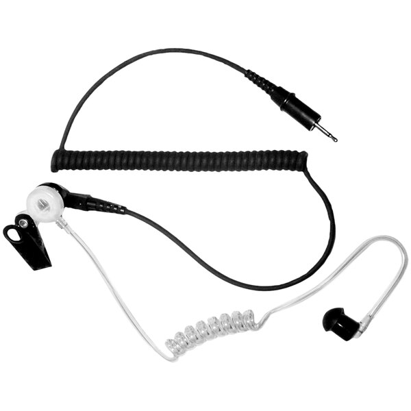 A Kenwood earphone kit with a corded earbud and microphone.