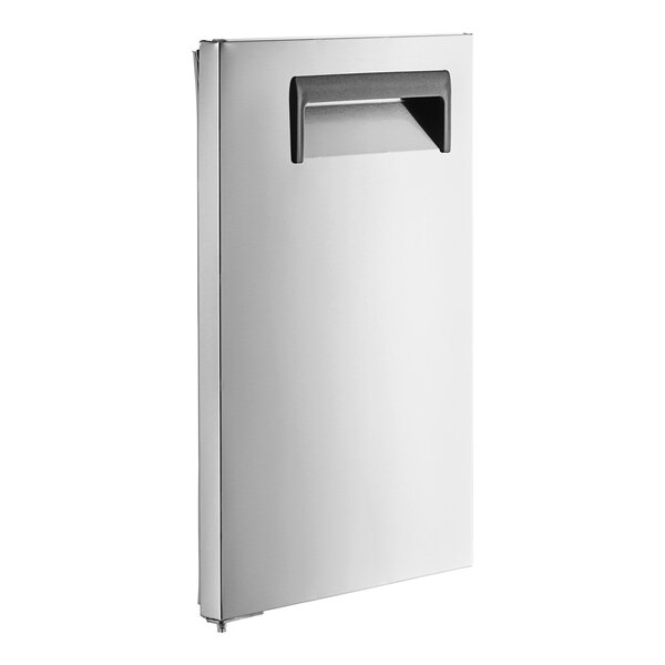 An Avantco stainless steel left hinged solid door with a handle.