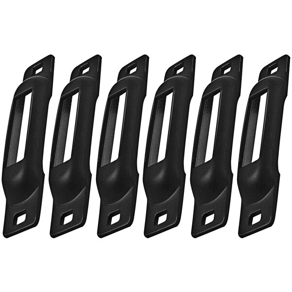 A row of black Snap-Loc E-Track single strap anchors.