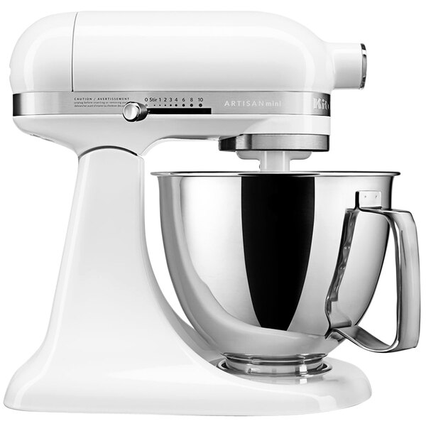 KitchenAid KSM3316XWH Mini Plus 3.5 Qt. White Tilt Head Countertop Mixer