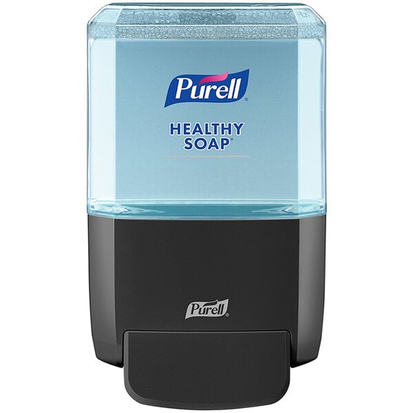 A Purell ES4 graphite gray manual soap dispenser with clear liquid soap.