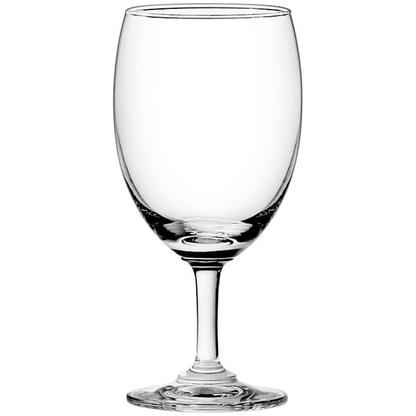 A close-up of a clear Classic Goblet wine glass.