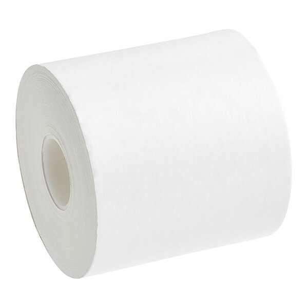 A roll of MAXStick X2 adhesive thermal paper on a white background.