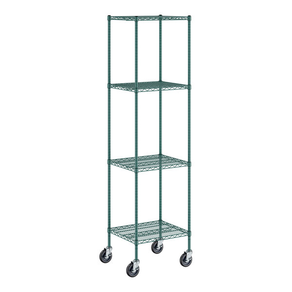Regency 21" Wide NSF Green Epoxy 4-Shelf Kit with 86" Posts and Casters