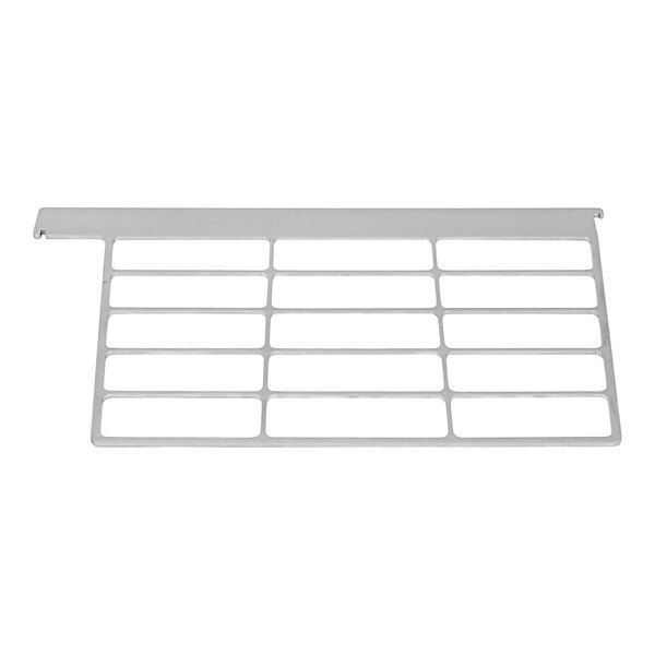 A white metal rectangular grid with holes.