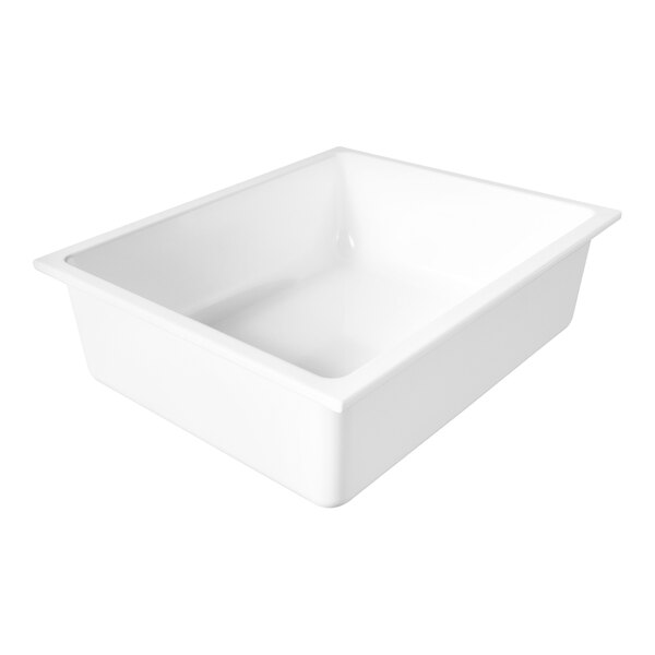 A white rectangular container with a white background.