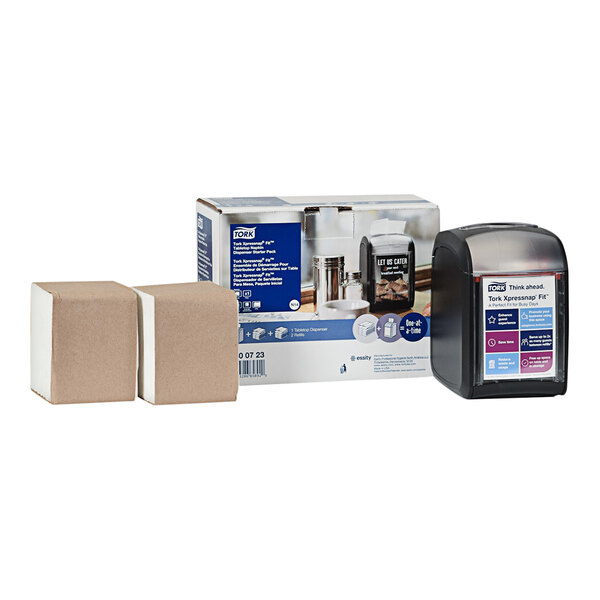 Produktbild von Tork Xpressnap Servietten Starter Set – Spender Aus Kunststoff, Schwarz, Mit Sichtfenster