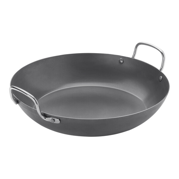 American Metalcraft 11" Black Carbon Steel Paella Pan BSPP11