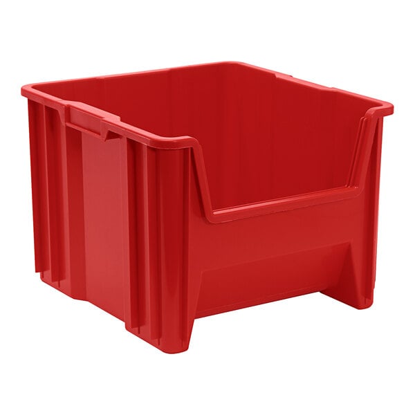 A red Quantum giant stacking container.