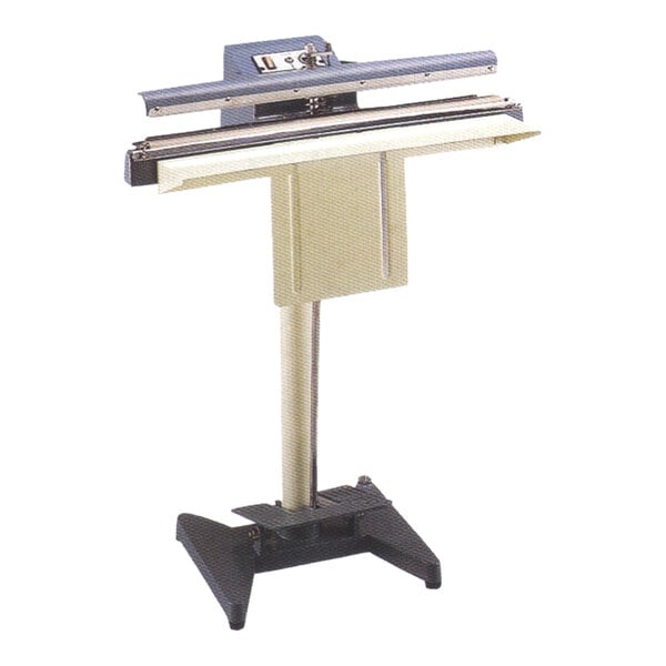 A Tach-It HI450/5T bag sealer machine with a table stand.