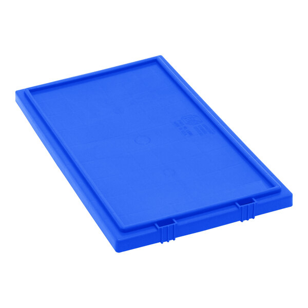 A blue plastic lid for Quantum Stack and Nest Totes on a white background.