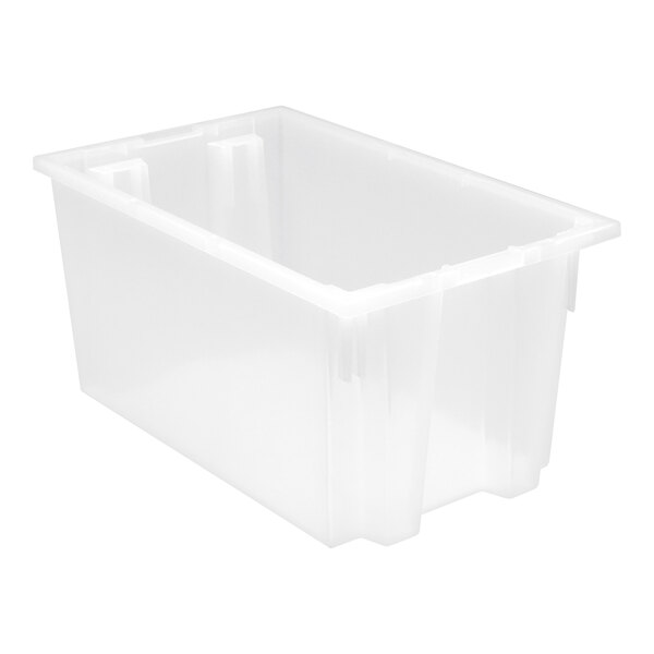 Quantum 23 1/2" x 15 1/2" x 12" Clear Stack and Nest Tote SNT240CL