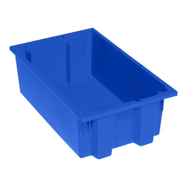 A blue plastic container with a white edge.
