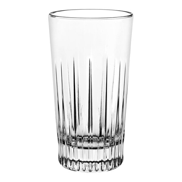 A close-up of a Vidivi Mix & Co highball glass with a ribbed rim.