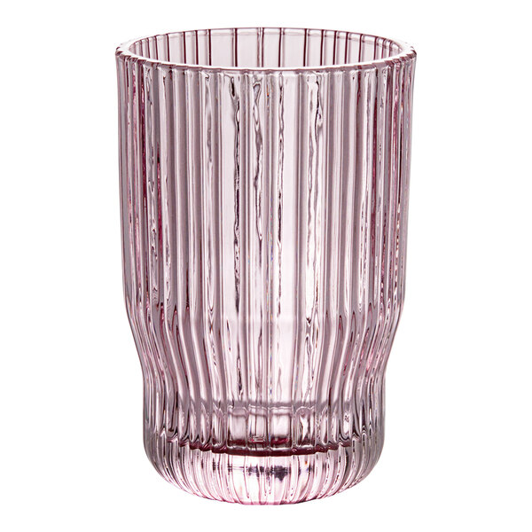A WMF rose glass tumbler with a red striped pattern.