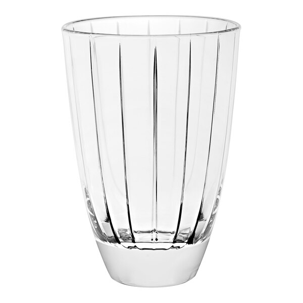 A clear Vidivi Accademia beverage glass with a straight line design on a white background.