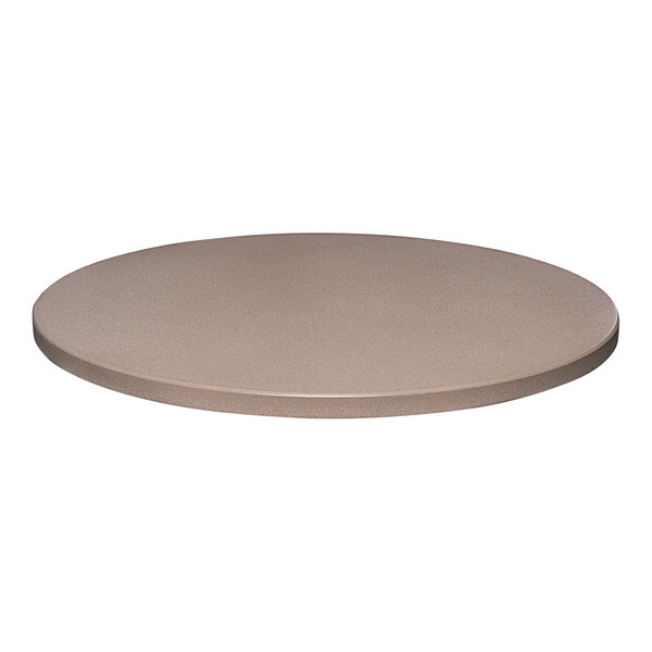 A close-up of a Perfect Tables 42" Indoor Round Concrete Table Top.