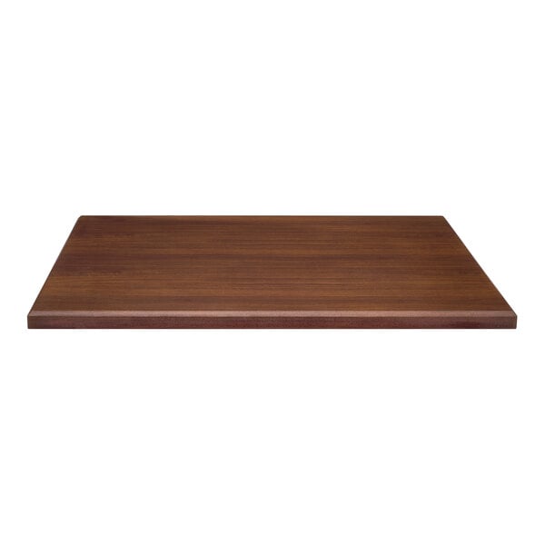 A dark brown woodgrain rectangular table top.