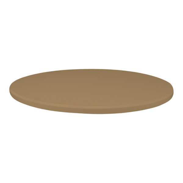 A Perfect Tables 42" round smokey taupe table top with a smooth finish.
