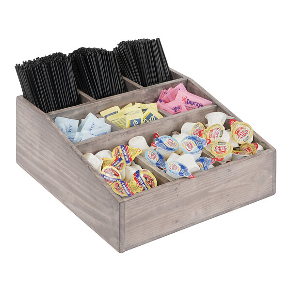 Cal-Mil Aspen 9-Section Gray-Washed Pine Wood Condiment Organizer 1714 ...