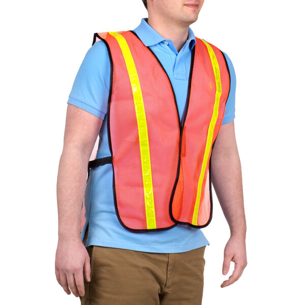 Orange High Visibility Safety Vest with 1" Reflective Tape