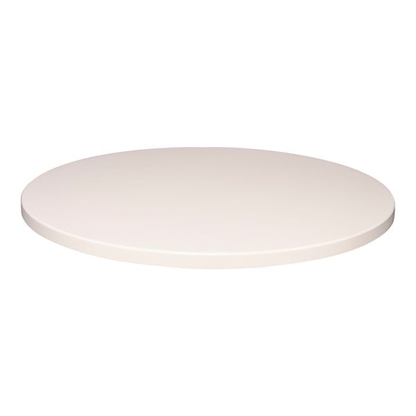 A white round Perfect Tables outdoor table top with a microtexture.
