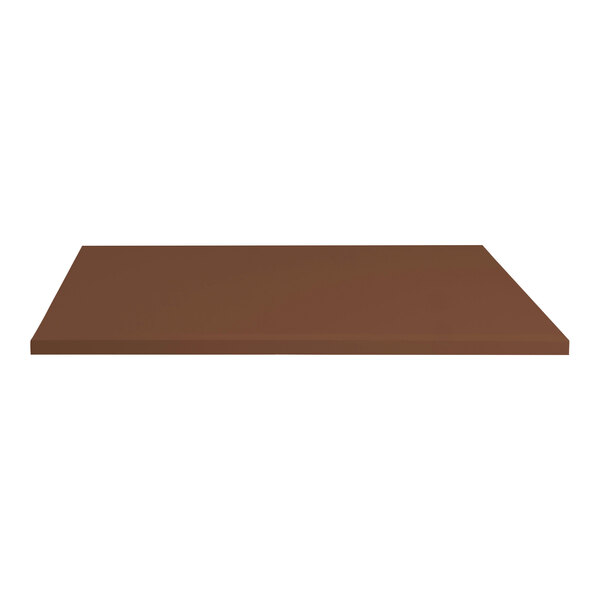 A brown rectangular Perfect Tables teak table top.