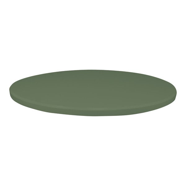 A Perfect Tables 36" round table top in olive green with a microtexture.