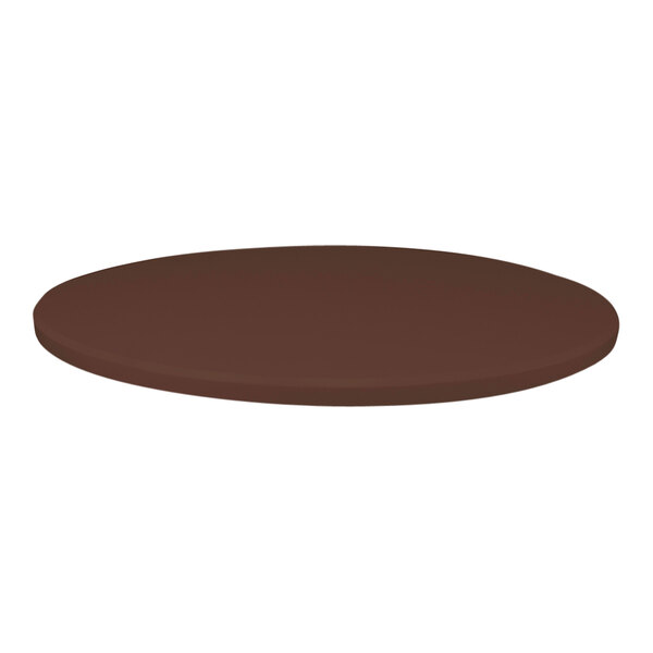 A Perfect Tables 48" Outdoor Round Smooth Arizona Brown Table Top on a table.