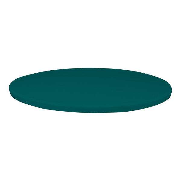 A close-up of a 48" round turquoise table top with a microtexture surface.